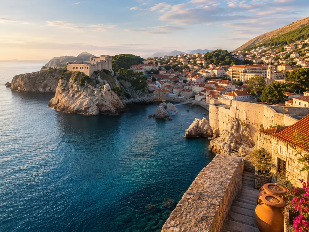 Dubrovnik's historic walls, terracotta roofs and Adriatic coastline